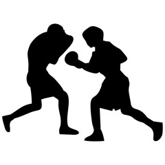 silhouettes of fights with martial arts and fists