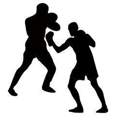 silhouettes of fights with martial arts and fists