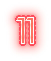 Glowing Red Neon Numbers On White Background