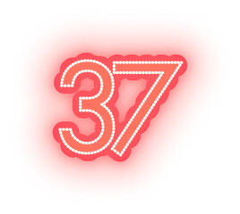 Glowing Red Neon Alphabet Letters, Numbers, and Signs on White Background