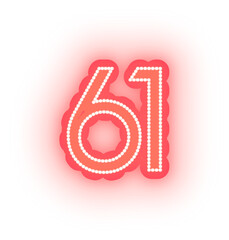 Glowing Red Neon Alphabet Letters, Numbers, and Signs on White Background