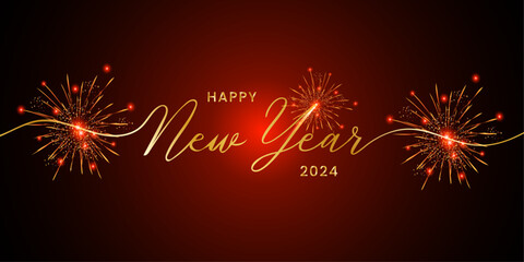 Happy new year 2024 letters banner. Vector art and illustration. can use for, landing page, template, ui, web, mobile app, poster, banner, flyer, background