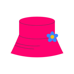 Panama, hat in bright neon colors in the style of the 90s. Kidcore aesthetic, y2k style. Trendy illustration for cotton, social media marketing, branding, packaging, covers. Vector art