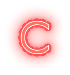 Glowing Red Neon Light Alphabet Letters, Numbers Signs