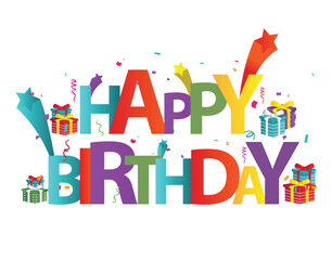 Fototapeta premium happy birthday text typography design