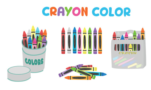 Crayon vector set or wax pastel vector set. Back to school concept. School supplies vector. Stationery. Crayon box. Learning and education concept. Flat vector isolated on white background.