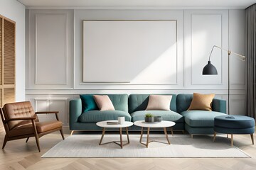 Naklejka na ściany i meble modern living room generated ai