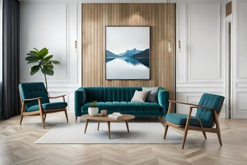 Naklejka na ściany i meble living room with a view generated ai