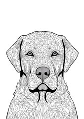 black and white geometric dog design, Labrador line art