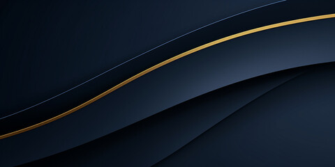 Dark blue abstract background with golden lines. 3d rendering, 3d illustration.