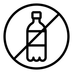 No Plastic Bottle outline icon