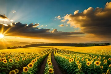 field of sunflowers generated ai