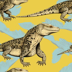 Fototapeta premium Seamless Pattern of Monitor Lizard