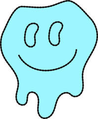 Y2K Retro Elements, Melting Face Illustration