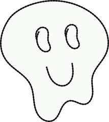 Obraz premium Y2K Retro Elements, Melting Face Illustration