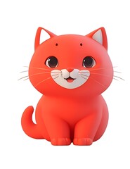 Lovely cute cat 3d cartoon design isolated on white background