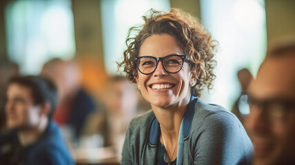 Business people, meeting and manager laugh for planning.genearative ai