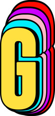 Colorful Retro Alphabet Letters, 3D Retro Stylish 