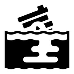 Oil on the Sea solid glyph icon