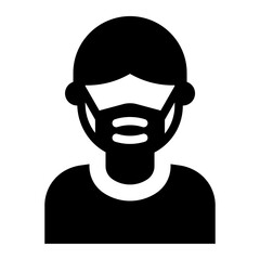Man wear face mask solid glyph icon