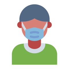 Man wear face mask flat icon