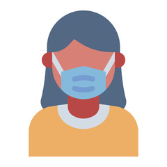 Woman wear face mask flat icon