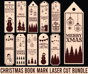 Christmas bookmark laser cut bundle
