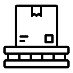 Pallet with cardboard box outline icon