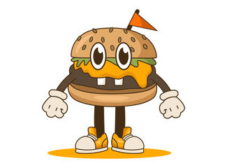 cartoon burger character isolated white background