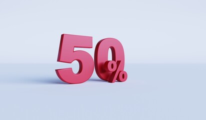 realistic glossy 50 percentage number symbol 3d render concept seasonal shopping discount