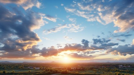Fototapeta premium Beautiful summer sunset dramatic sky,Colorful of the clouds and the sky at sunset. Landscape in twilight