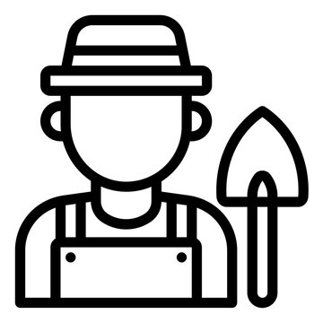 farmer with shovel outline clip art preview