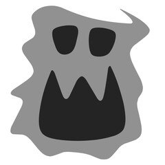 Abstract shape monster or ghost illustration, Hand drawn. Over white background