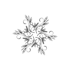 symmetrical flowers and roots. Hand drawing. Vector illustration
