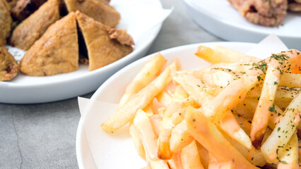 French fries with creamy cheese sauce