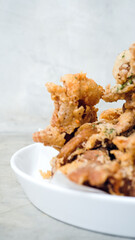 Golden crispy fried mushrooms