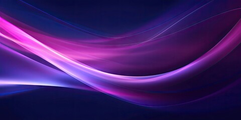 Naklejka premium Ethereal dynamics. Exploring modern abstract waves. Vivid interplay. Neon purple and blue in motion on black background. Ultraviolet enchantment