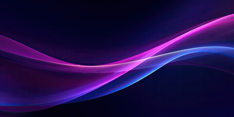 Ethereal dynamics. Exploring modern abstract waves. Vivid interplay. Neon purple and blue in motion on black background. Ultraviolet enchantment