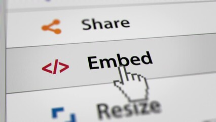 Animated Mouse Cursor Clicking Embed Tab UI on Website

