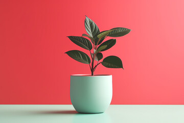 Minimalist potted plant with pastel colors