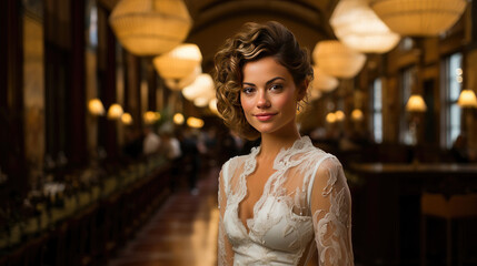 Sophistication exudes from classic fashion in glamorous backdrop
