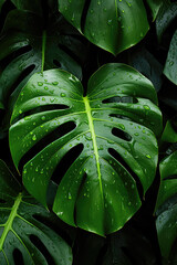 Monstera Leaves Abstract Background