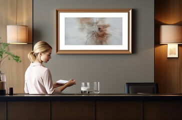 フロントで働く受付の女性