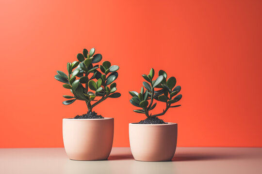 Twin Minimalist potted plant with vibrant pastel colors
