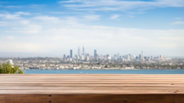 Table top with san diego bay Background.