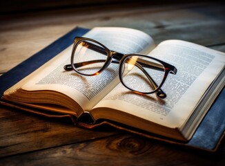 Glasses lie on a book or tablet. Education at school or university. The concept of learning.