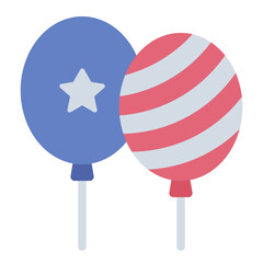 Balloons for USA flat, icon