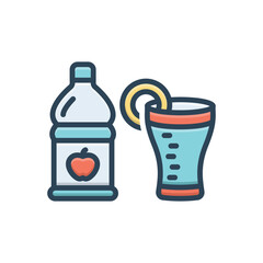 Color illustration icon for juice 