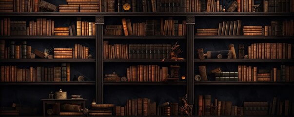 Blurred and Softened Image of Vintage Antique Library Books Arranged on Shelves, Ideal for Utilization as a Background in Video Conferencing Settings.