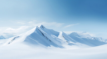Wide angle view landscape of white snowy mountains range with clear blue sky during cold winter. Nature concept for extreme lifestyle product background - Powered by Adobe